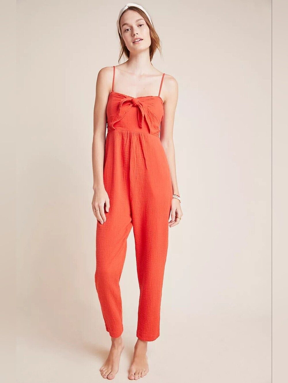 Anthropologie Saturday Sunday Isabel Tie Front Jumpsuit Size L NWT
